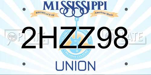 2HZZ98 Mississippi License Plate