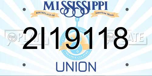 2I19118 Mississippi License Plate