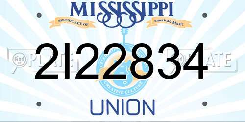 2I22834 Mississippi License Plate