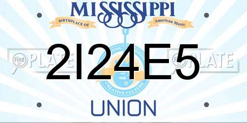 2I24E5 Mississippi License Plate