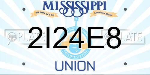 2I24E8 Mississippi License Plate