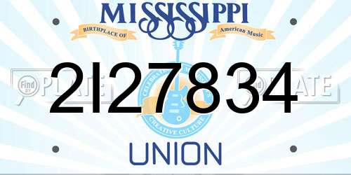 2I27834 Mississippi License Plate
