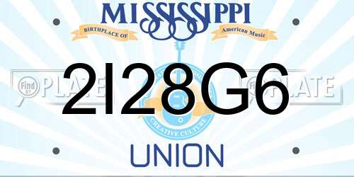 2I28G6 Mississippi License Plate
