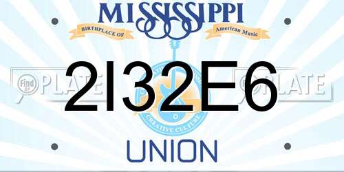 2I32E6 Mississippi License Plate