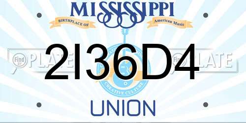 2I36D4 Mississippi License Plate