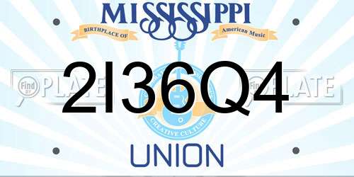 2I36Q4 Mississippi License Plate