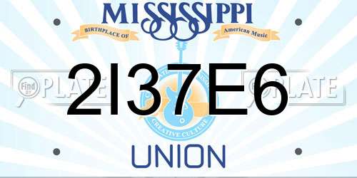2I37E6 Mississippi License Plate