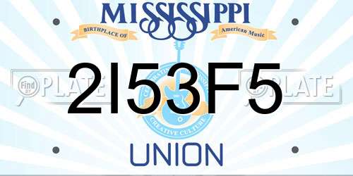2I53F5 Mississippi License Plate
