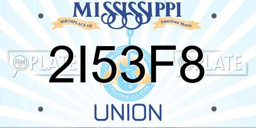 2I53F8 Mississippi License Plate