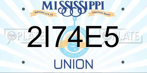 2I74E5 Mississippi License Plate