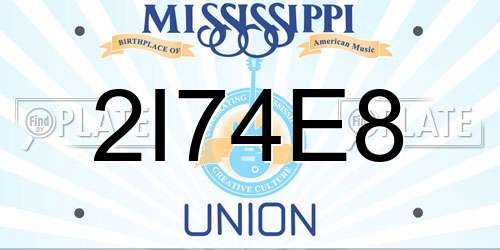2I74E8 Mississippi License Plate