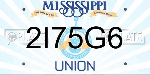 2I75G6 Mississippi License Plate