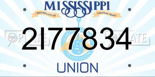 2I77834 Mississippi License Plate