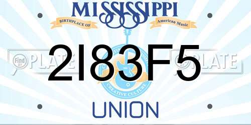 2I83F5 Mississippi License Plate
