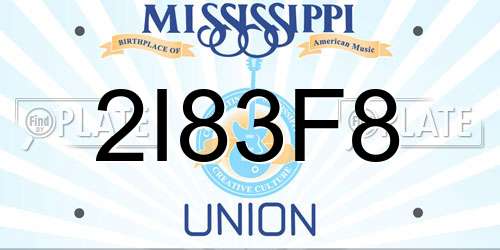 2I83F8 Mississippi License Plate