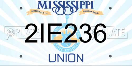 2IE236 Mississippi License Plate