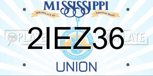 2IEZ36 Mississippi License Plate