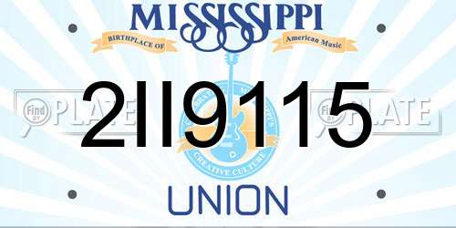 2II9115 Mississippi License Plate