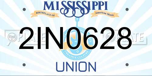 2IN0628 Mississippi License Plate