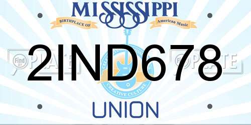 2IND678 Mississippi License Plate