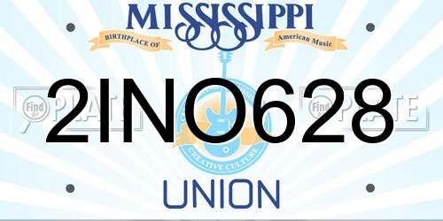 2INO628 Mississippi License Plate