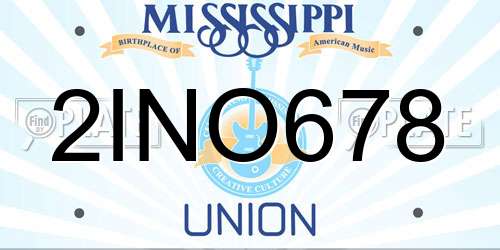 2INO678 Mississippi License Plate