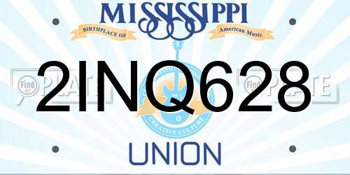 2INQ628 Mississippi License Plate