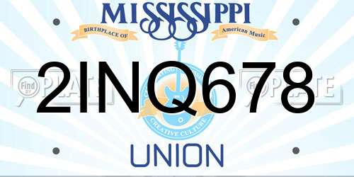 2INQ678 Mississippi License Plate