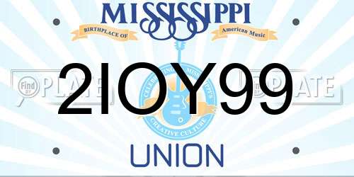 2IOY99 Mississippi License Plate