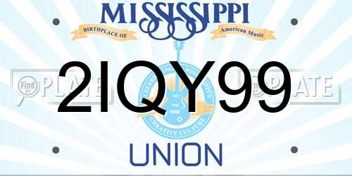 2IQY99 Mississippi License Plate