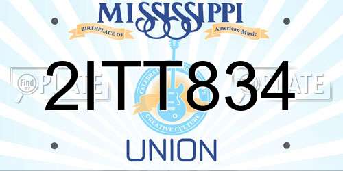 2ITT834 Mississippi License Plate