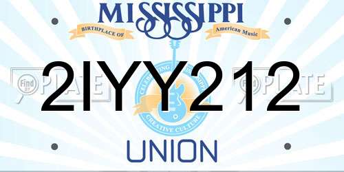 2IYY212 Mississippi License Plate