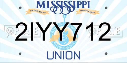 2IYY712 Mississippi License Plate