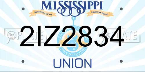 2IZ2834 Mississippi License Plate