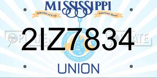 2IZ7834 Mississippi License Plate