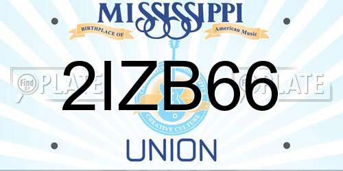 2IZB66 Mississippi License Plate