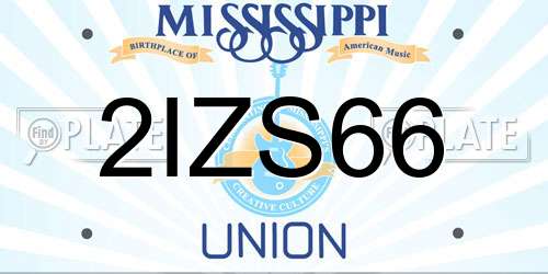 2IZS66 Mississippi License Plate