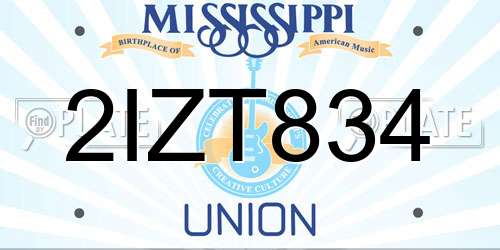 2IZT834 Mississippi License Plate
