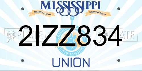 2IZZ834 Mississippi License Plate