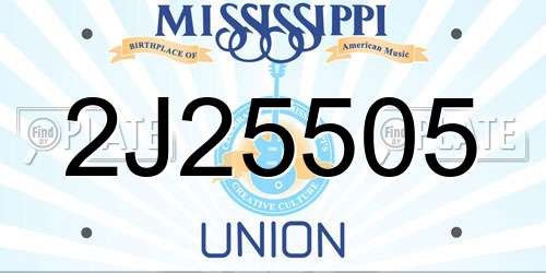 2J25505 Mississippi License Plate