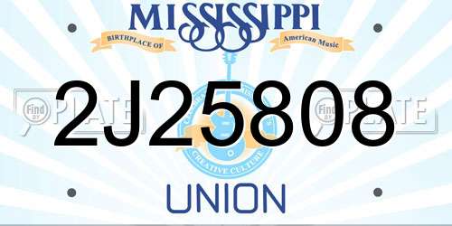 2J25808 Mississippi License Plate