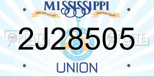 2J28505 Mississippi License Plate