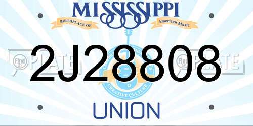 2J28808 Mississippi License Plate