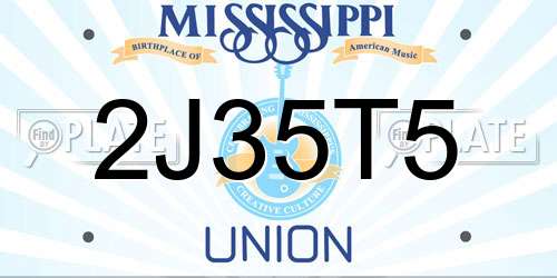 2J35T5 Mississippi License Plate