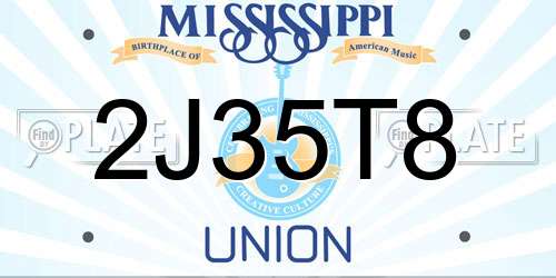 2J35T8 Mississippi License Plate