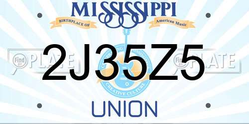 2J35Z5 Mississippi License Plate
