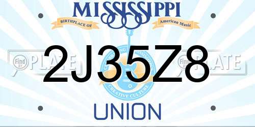 2J35Z8 Mississippi License Plate