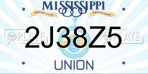 2J38Z5 Mississippi License Plate