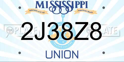 2J38Z8 Mississippi License Plate