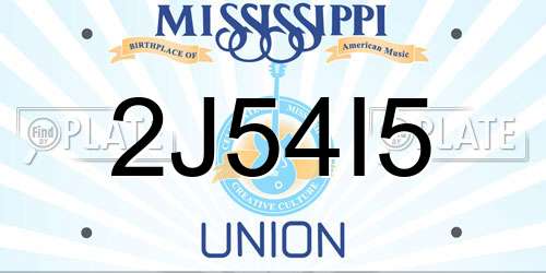2J54I5 Mississippi License Plate